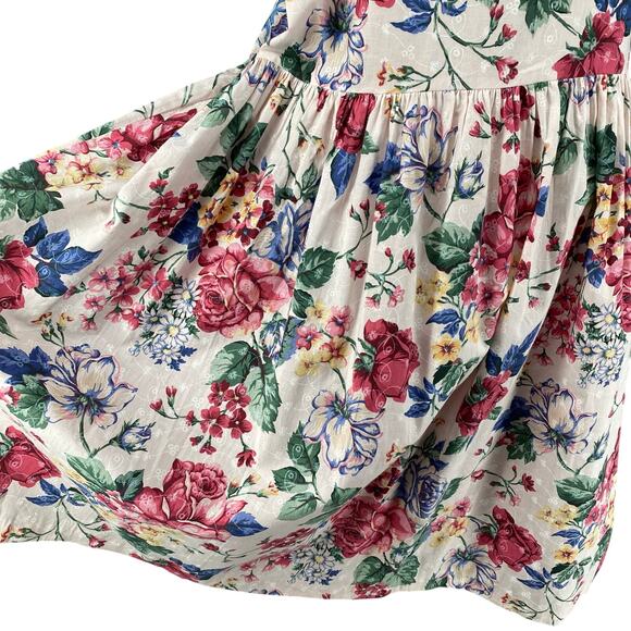 Vtg 80s 90s NOS Brights Creek Cottage Garden Midi Dress Romantic Boho 14? Floral - Picture 9 of 16